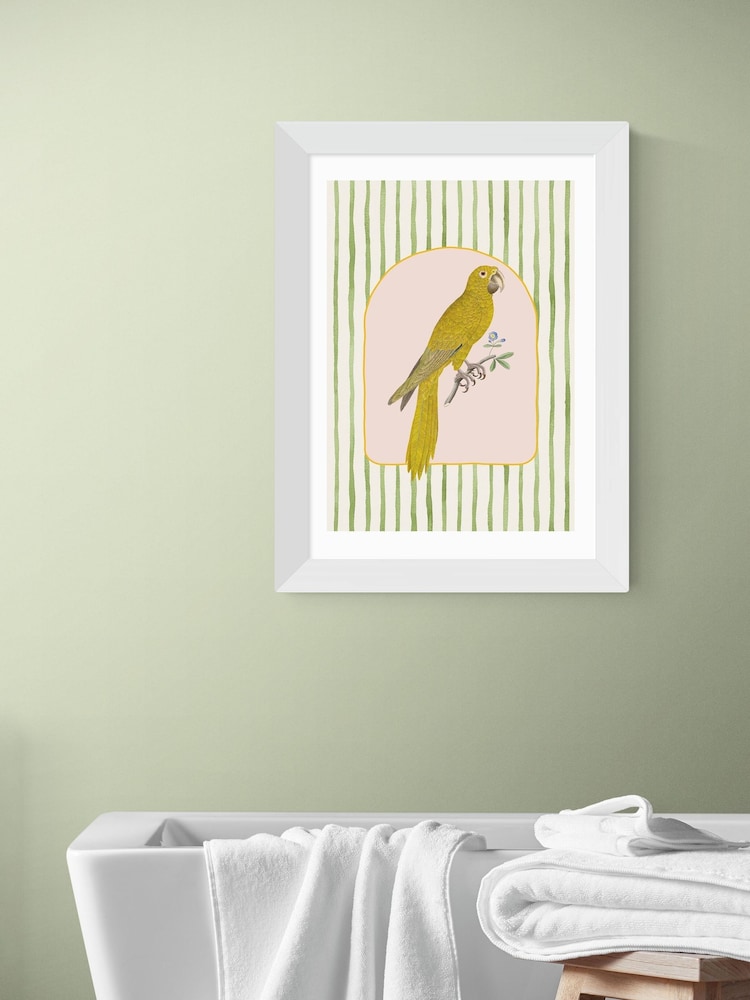 East End Prints White Eccentric Parrot Wall Art Print by Oh Fine Art - Image 1 of 3 East End Prints White Eccentric Parrot Wall Art Print by Oh Fine Art - Image 1 of 3