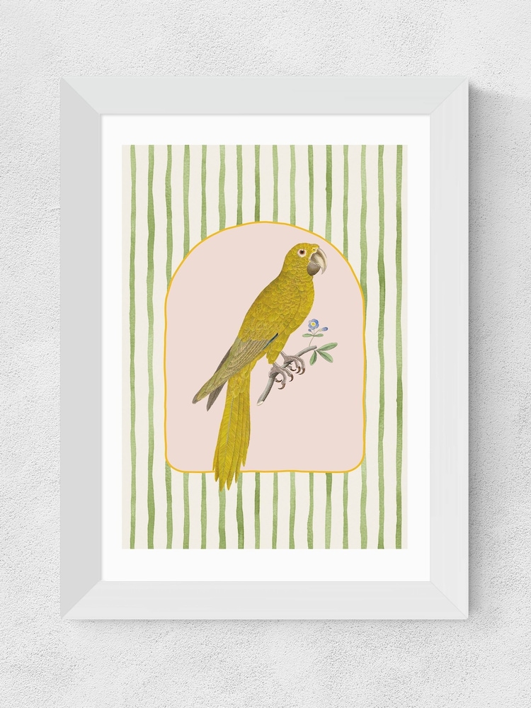 East End Prints White Eccentric Parrot Wall Art Print by Oh Fine Art - Image 2 of 3 East End Prints White Eccentric Parrot Wall Art Print by Oh Fine Art - Image 2 of 3