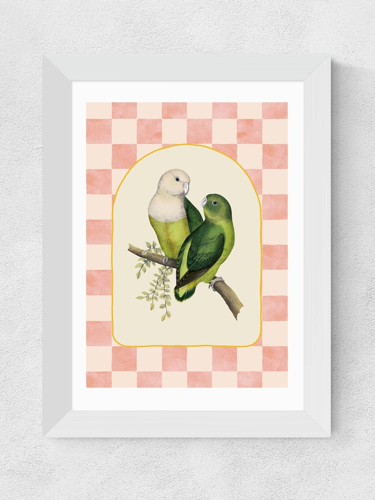 East End Prints White Check Out These Lovebirds Wall Art Print by Oh Fine Art - Image 1 of 3