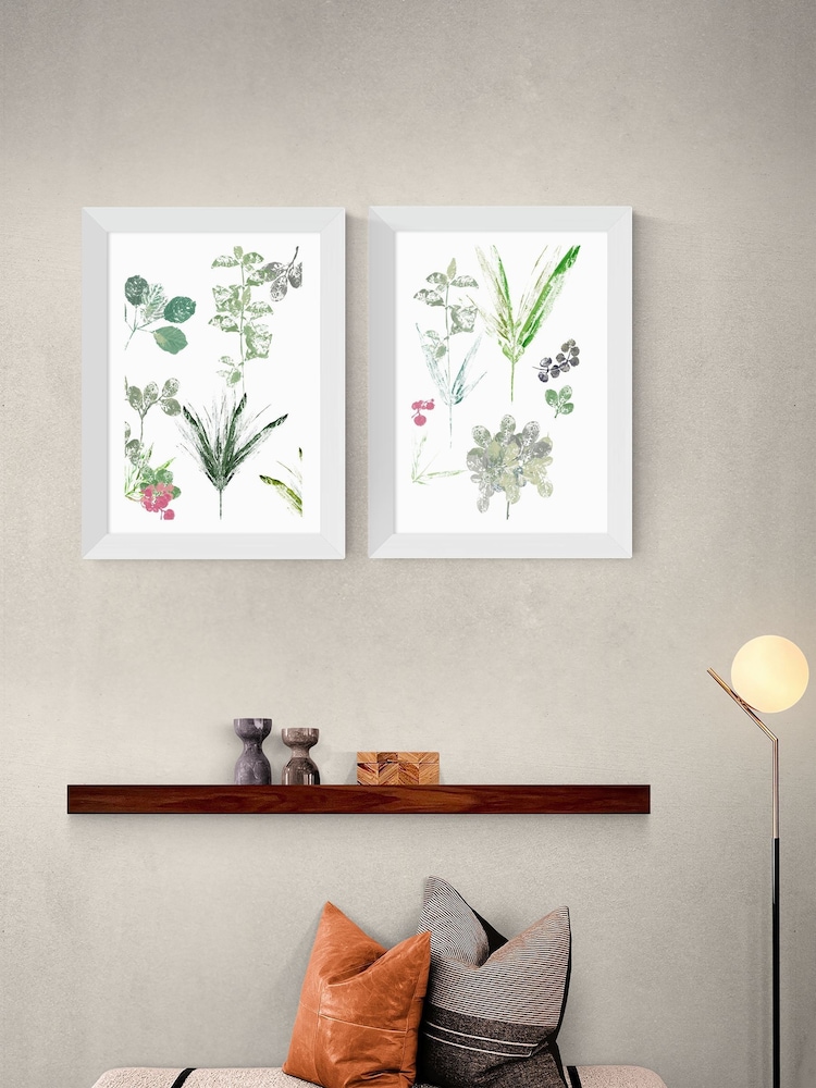 East End Prints Set of 2 White Forest Floor Finds Wall Art Prints by Cartissi - Image 1 of 2