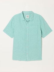 FatFace Bugle Light Teal Bold Stripe Short Sleeve Shirt - Image 1 of 1