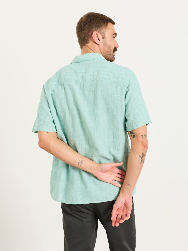 FatFace Bugle Light Teal Bold Stripe Short Sleeve Shirt - Image 2 of 5 FatFace Bugle Light Teal Bold Stripe Short Sleeve Shirt - Image 2 of 5