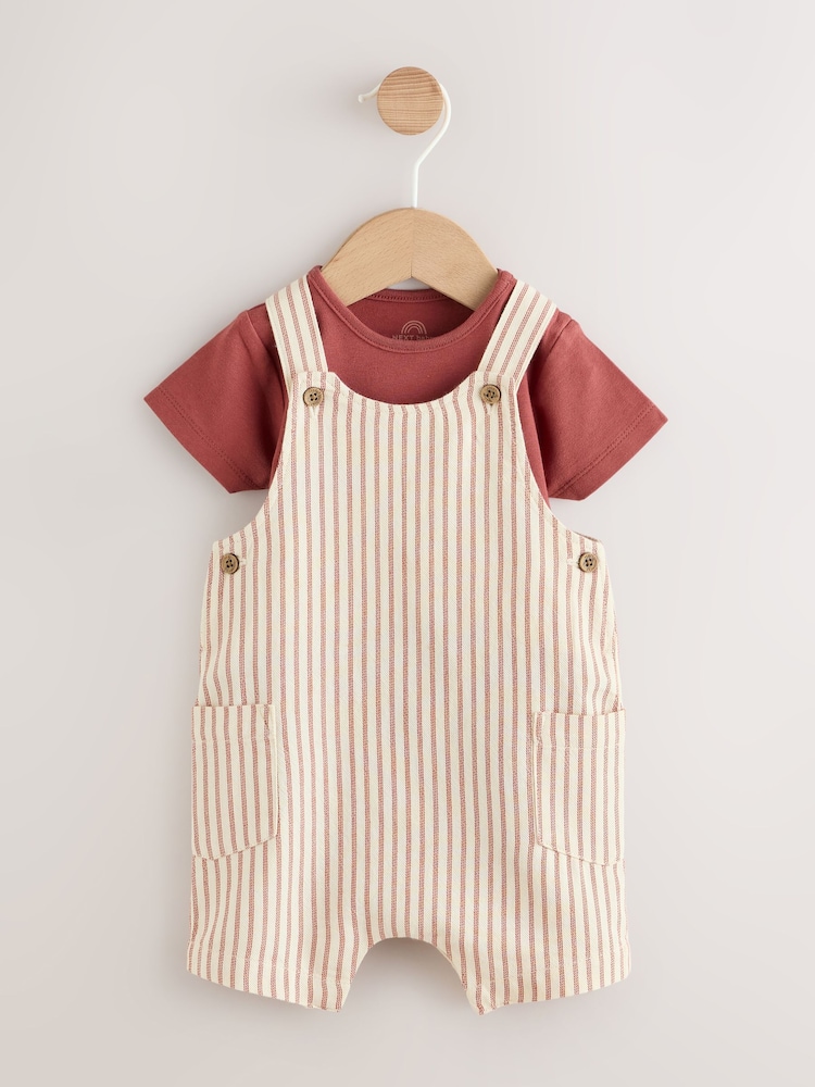 بني مقلم - طقم أوفرول وبدلة منسوجة (0 أشهر - 2 سنوات) - Image 1 of 8