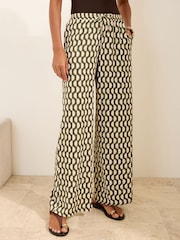 Friends Like These White/ Green Striped Jersey Tie Waist Trousers - Image 2 of 5