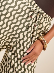 Friends Like These White/ Green Striped Jersey Tie Waist Trousers - Image 3 of 5