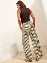 Friends Like These White/ Green Striped Jersey Tie Waist Trousers - Image 5 of 5