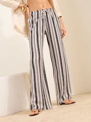 Friends Like These Black/White Striped Jersey Tie Waist Trousers - Image 2 of 5