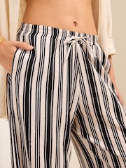 Friends Like These Black/White Striped Jersey Tie Waist Trousers - Image 4 of 5
