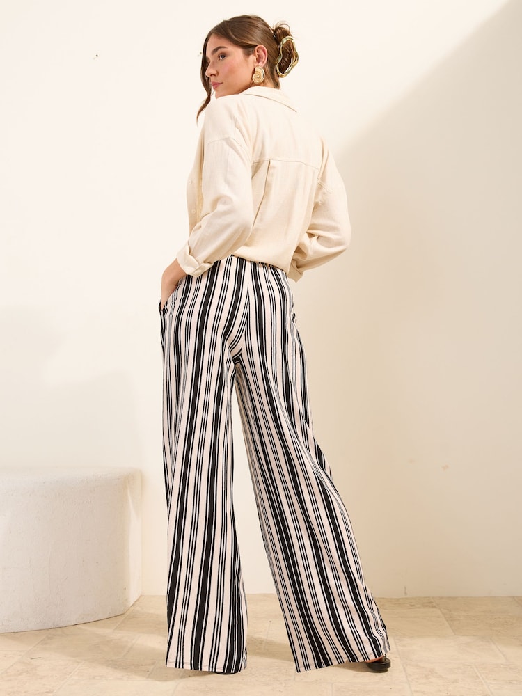 Friends Like These Black/White Striped Jersey Tie Waist Trousers - Image 5 of 5