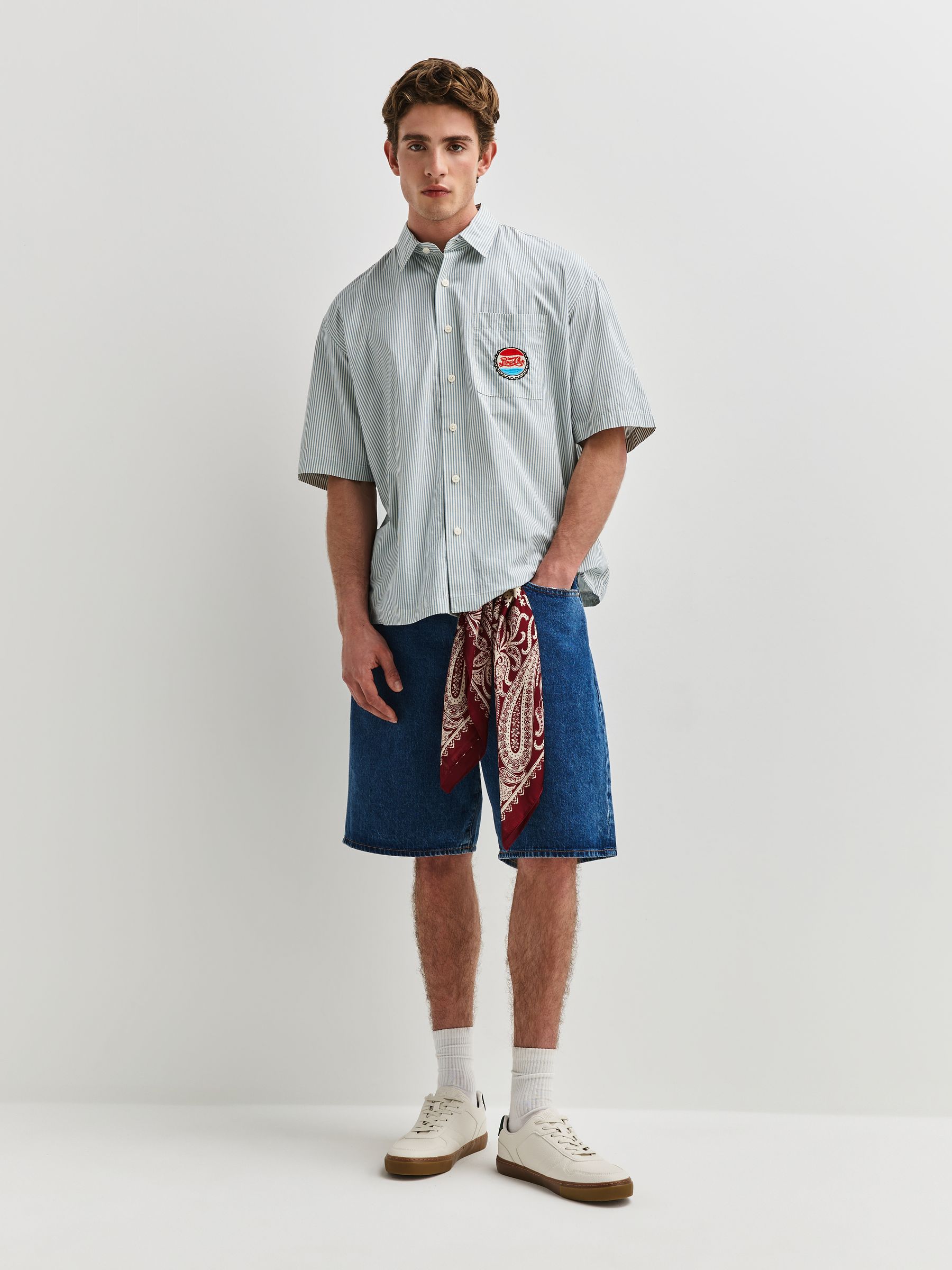 Buy Blue Boxy Fit Pepsi Cola Stripe Short Sleeve Shirt from Next USA