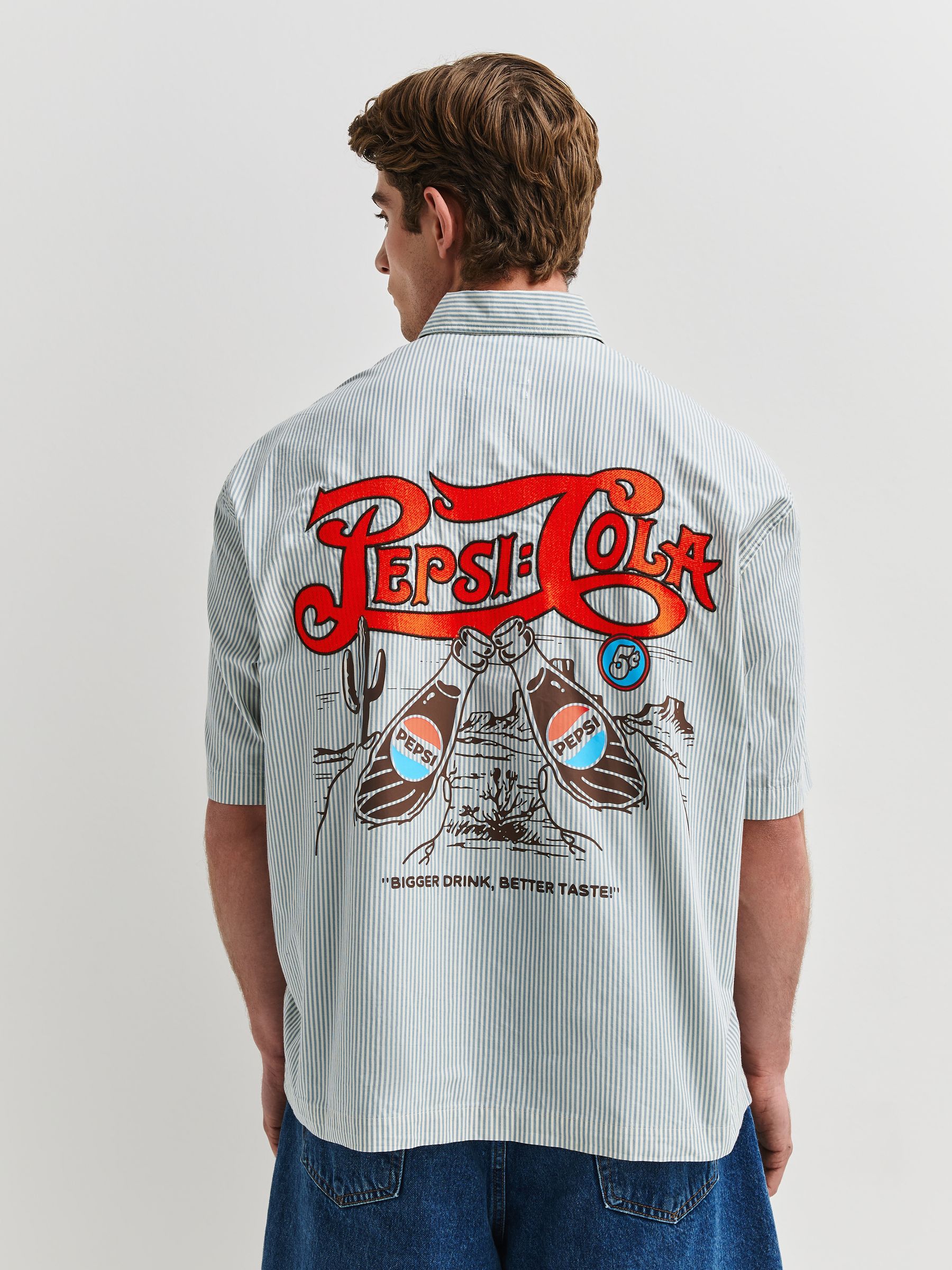 Buy Blue Boxy Fit Pepsi Cola Stripe Short Sleeve Shirt from Next USA