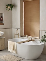Brown Amber Made To Measure 50mm Sunwood Fauxwood Venetian Blinds - Image 2 of 5