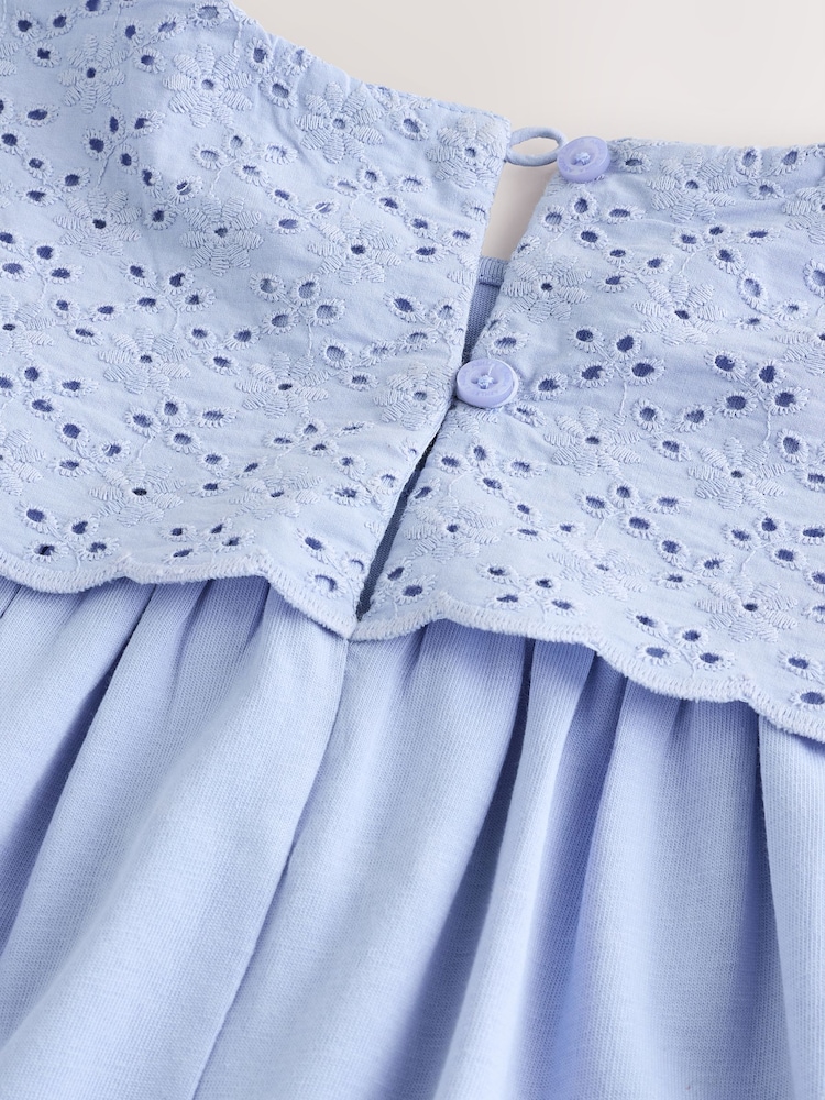 Laura Ashley Blue Broderie Anglaise Frill Top and Shorts Set - Image 11 of 11