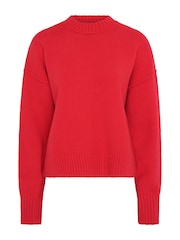 Omnes Red Clementine Oversized Slouchy Crew Neck Jumper - Image 5 of 5