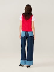 Omnes Red Matilda 100% Cotton Cable Knit Vest - Image 3 of 4