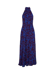 Omnes Blue Elsie Maxi Halter-Neck Chiffon Dress in Wild Fern Print - Image 1 of 1