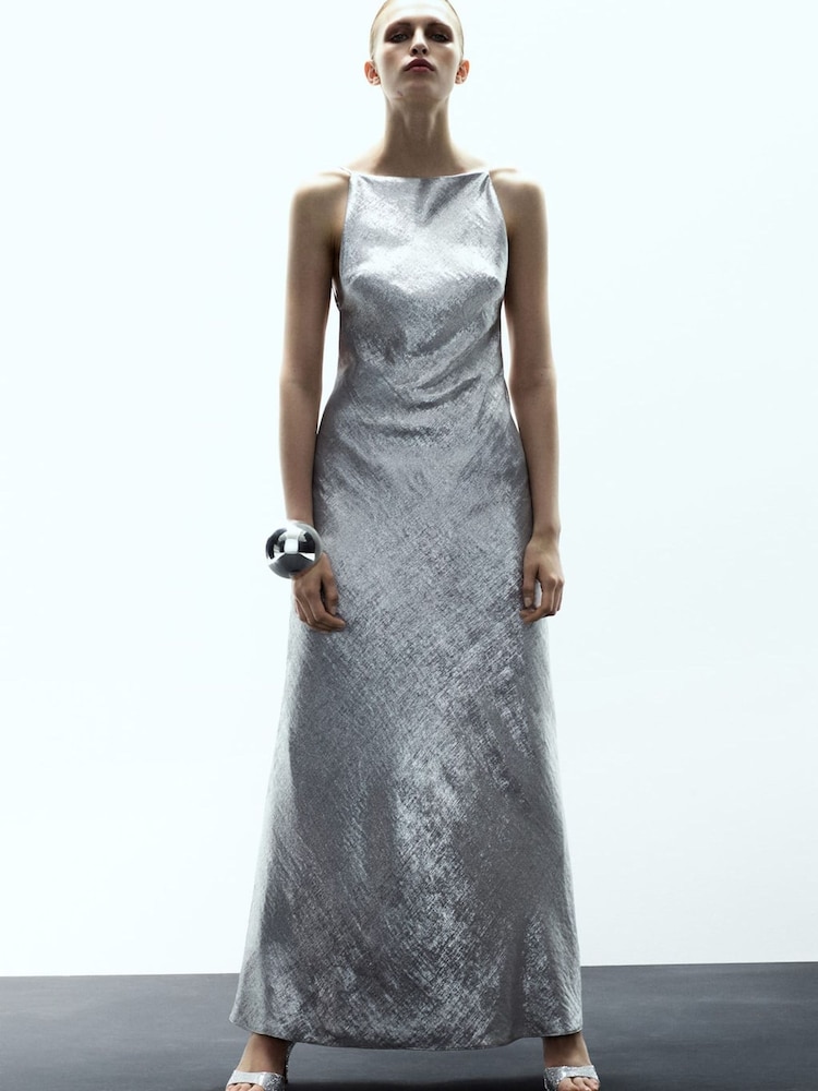 Mango Silver Deva Dress - Image 1 of 3 Mango Silver Deva Dress - Image 1 of 3