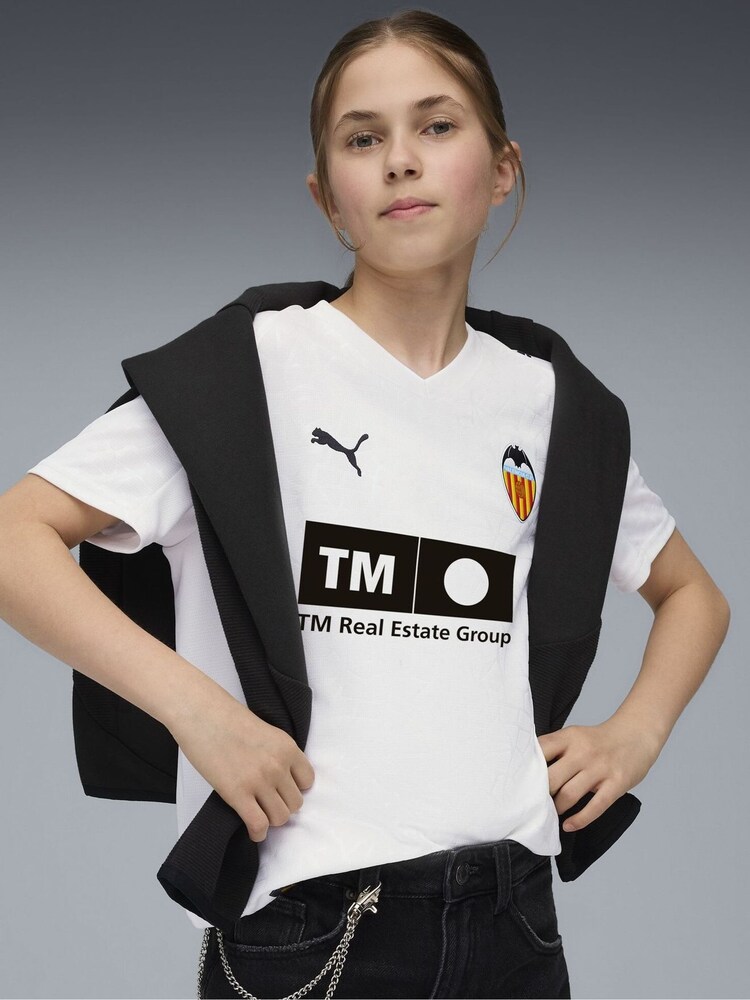 Puma White Valencia CF 25/26 Youth Boys Home Jersey - Image 1 of 6 Puma White Valencia CF 25/26 Youth Boys Home Jersey - Image 1 of 6