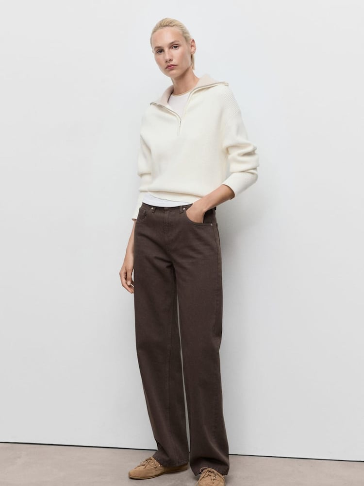 Mango Brown Miami Medium-Rise Straight-Fit Jeans - Image 1 of 7