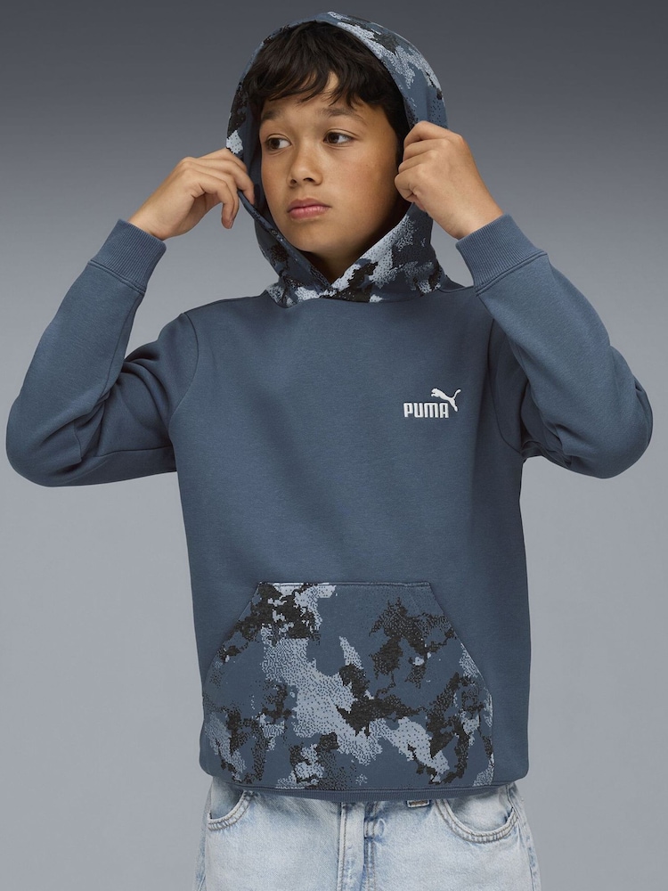Puma Blue Essentials Youth Boys Camo Hoodie - Image 1 of 5