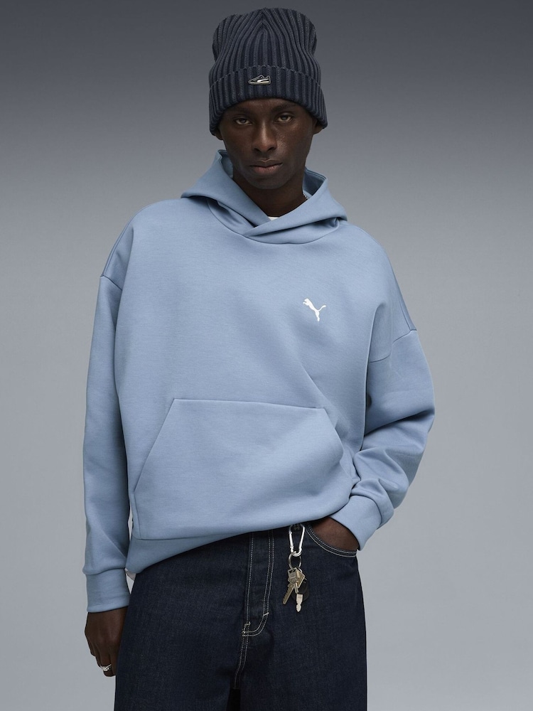 Puma Blue WARDROBE ESS Mens Boxy Hoodie - Image 1 of 5 Puma Blue WARDROBE ESS Mens Boxy Hoodie - Image 1 of 5