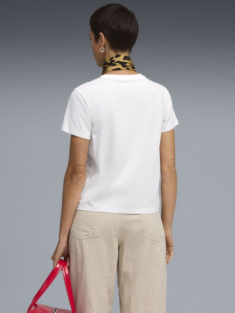 Puma White Wardrobe Essentials Womens Comfort T-Shirt - Image 2 of 5 Puma White Wardrobe Essentials Womens Comfort T-Shirt - Image 2 of 5