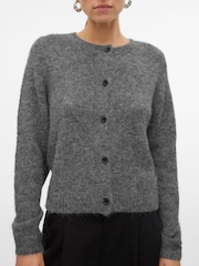 VERO MODA Grey Long Sleeve Round Neck Cardigan - Image 1 of 4