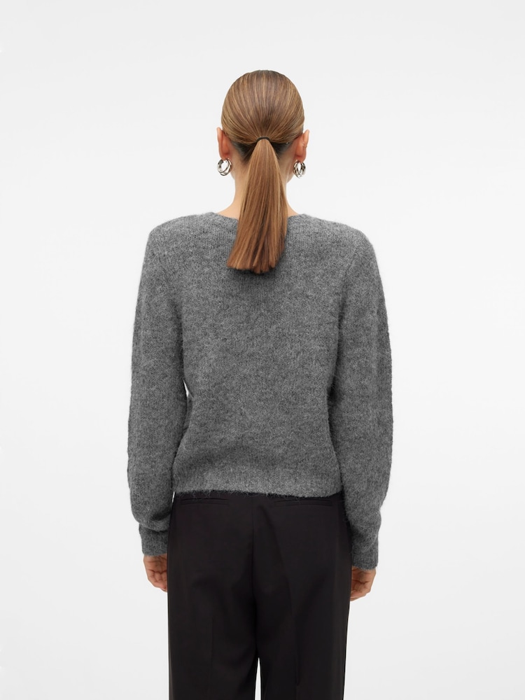 VERO MODA Grey Long Sleeve Round Neck Cardigan - Image 2 of 4