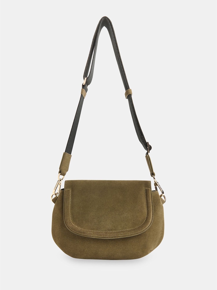 Whistles Green Nala Suede Crossbody Bag - Image 1 of 4