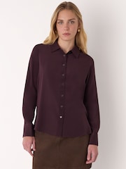 Whistles Red Ultimate Silk Shirt - Image 4 of 6
