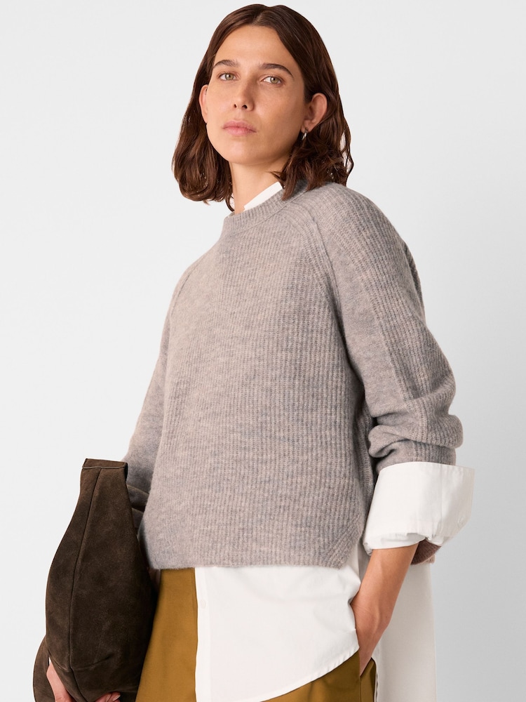 Whistles Nude Aria Wool Mix Crew Knit Jumper - Image 4 of 4