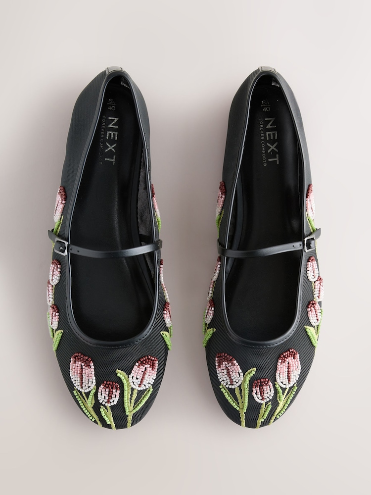 أسود - Forever Comfort® Mesh Tulip Maryjanes - Image 1 of 5 أسود - Forever Comfort® Mesh Tulip Maryjanes - Image 1 of 5