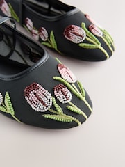 Black Forever Comfort® Mesh Tulip Maryjanes - Image 9 of 10