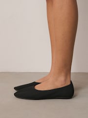 שחור - Forever Comfort High Cut Mesh Ballerina Flat Shoes - תמונה 1 מתוך 5