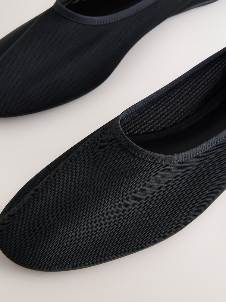 Black Forever Comfort High Cut Mesh Ballerina Flat Shoes - Image 10 of 10