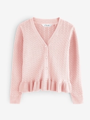 Clarks Pink Girls Cable Knit Cardigan - Image 1 of 1
