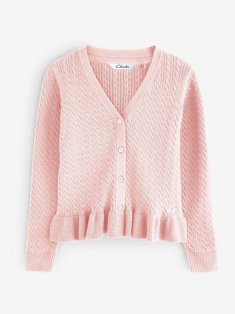 Clarks Pink Girls Cable Knit Cardigan - Image 1 of 1