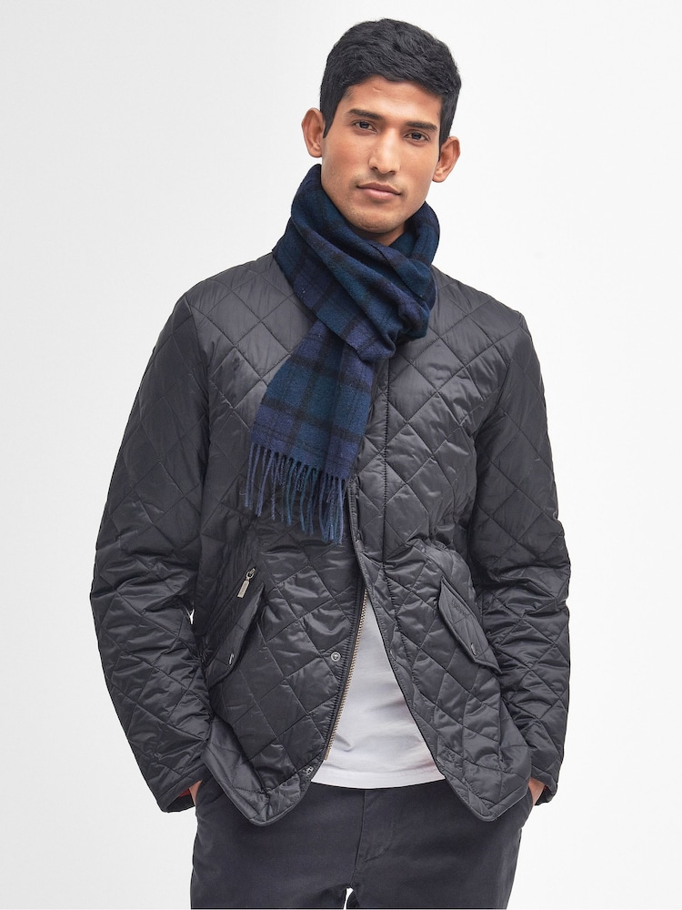 Barbour® Blue Tartan Lambswool Scarf - Image 1 of 5