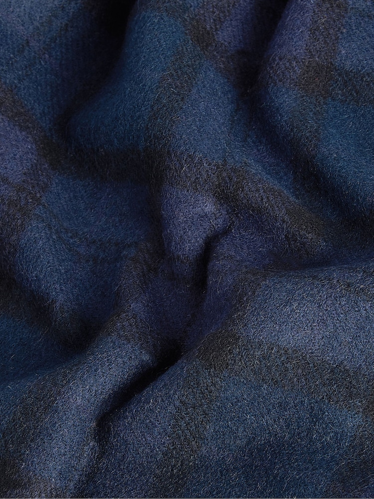 Barbour® Blue Tartan Lambswool Scarf - Image 5 of 5