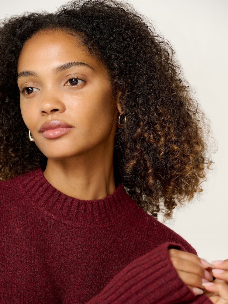 Omnes Burgundy Clementine Oversized Slouchy Crew Neck Jumper - Image 4 of 4 Omnes Burgundy Clementine Oversized Slouchy Crew Neck Jumper - Image 4 of 4