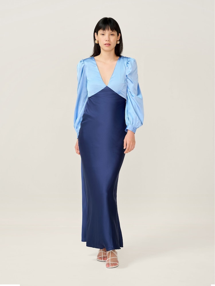 Omnes Blue Marl Francoise Blurred Floral Dress - Image 1 of 4 Omnes Blue Marl Francoise Blurred Floral Dress - Image 1 of 4