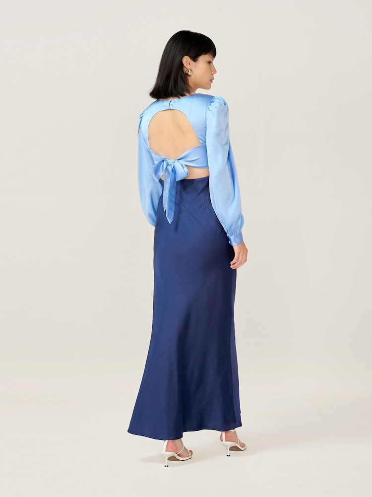 Omnes Blue Marl Francoise Blurred Floral Dress - Image 2 of 4 Omnes Blue Marl Francoise Blurred Floral Dress - Image 2 of 4