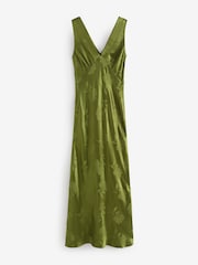 Omnes Green Iris Jacquard Maxi Empire Line Slip Dress - Image 1 of 1