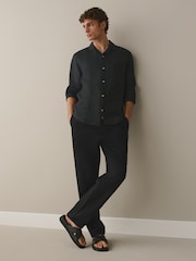 Black 100% Linen Signature Shirt - Image 3 of 8