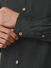 Black 100% Linen Signature Shirt - Image 5 of 8