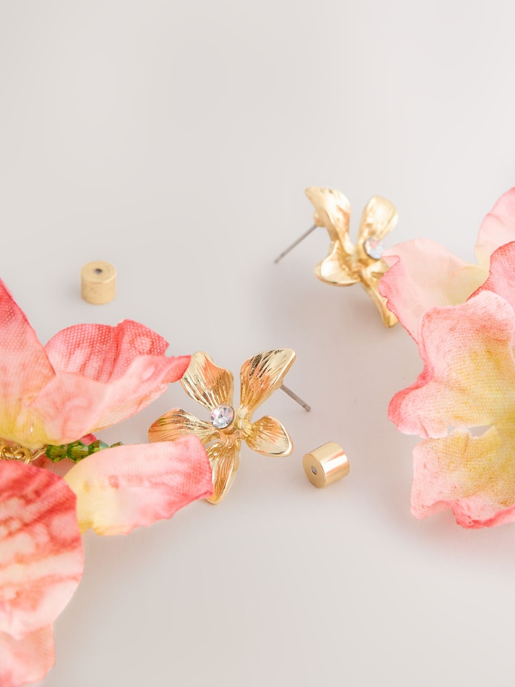 Pink - Ohrringe mit Blumenanhänger - Bild 2 von 3