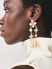 Gold Tone Floral Drop Stud Earrings - Image 1 of 5