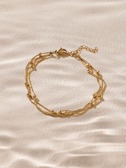 Gold Tone Waterproof Stainless Steel Layered Ball Bracelet - Image 4 of 6
