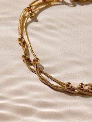 Gold Tone Waterproof Stainless Steel Layered Ball Bracelet - Image 5 of 6