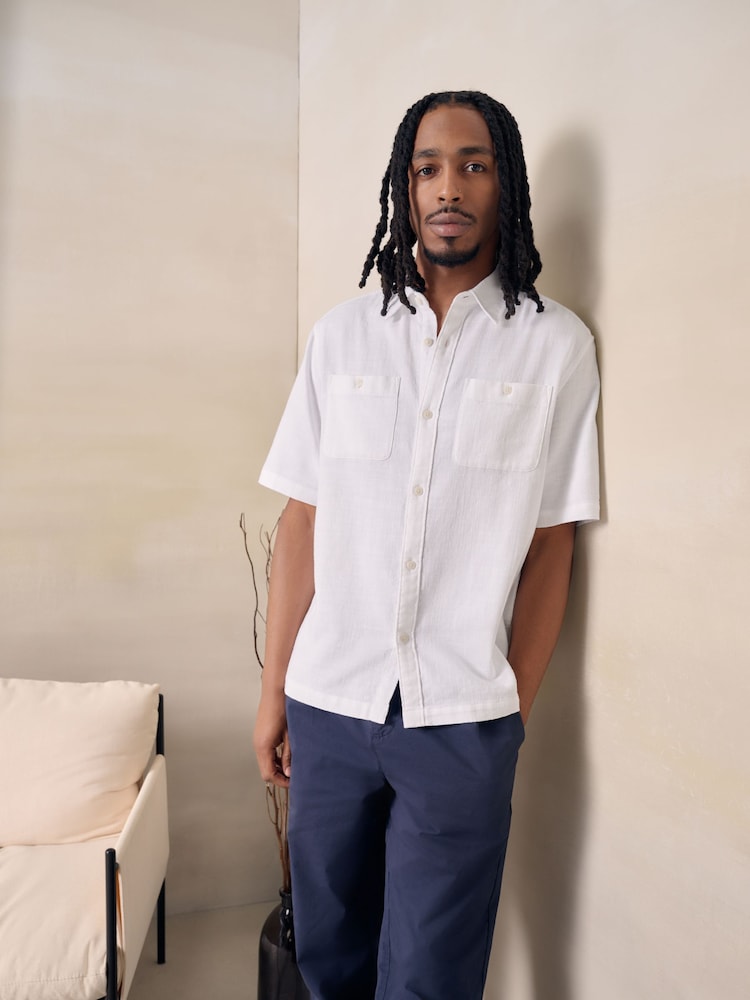 White Textured Short Sleeve Shirt - Image 1 of 7